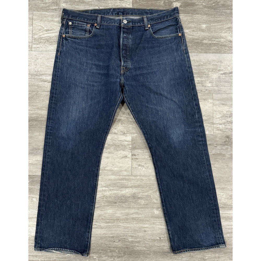 Levis 501 Mens Button Fly Distressed Denim Blue Jeans Size 40x30